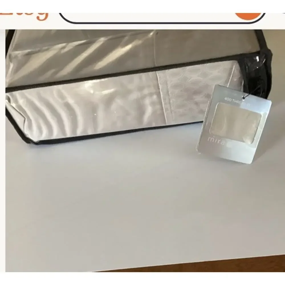 Mira Bella Queen Silver Grey 6 Piece Sheet Set 4 Pillowcases Jacquard 400 Thread